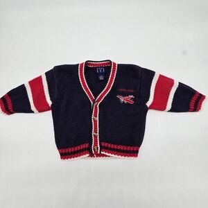 Vintage GAP L'Avion Sport Blue Red Cotton Knit Sweater 6-12M